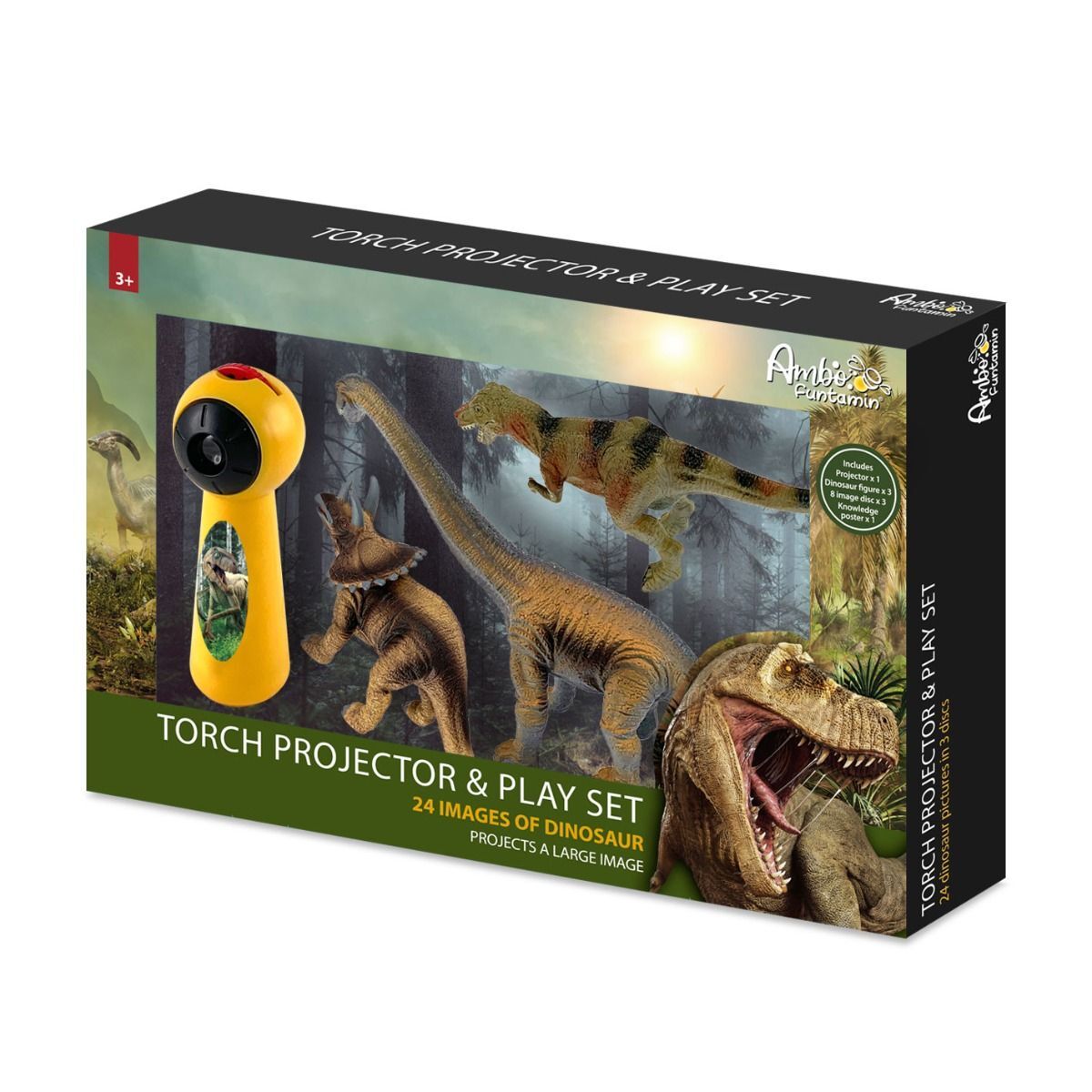 Activity Toys: Dinosaur Projector and 3 Toy Figures Play Set - Kids STEM Learning Set