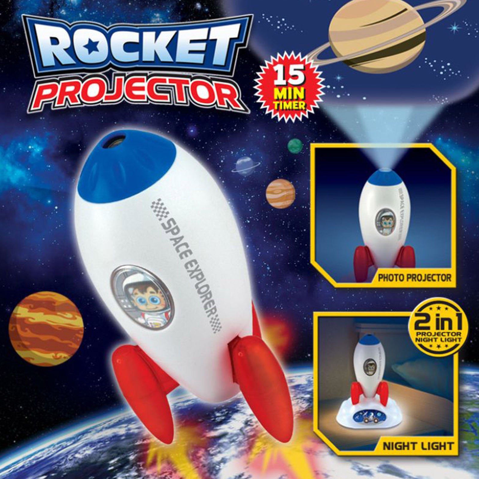 Activity Toys: Rocket Projector Night Light Kids STEM Toy - Outer Space Planet