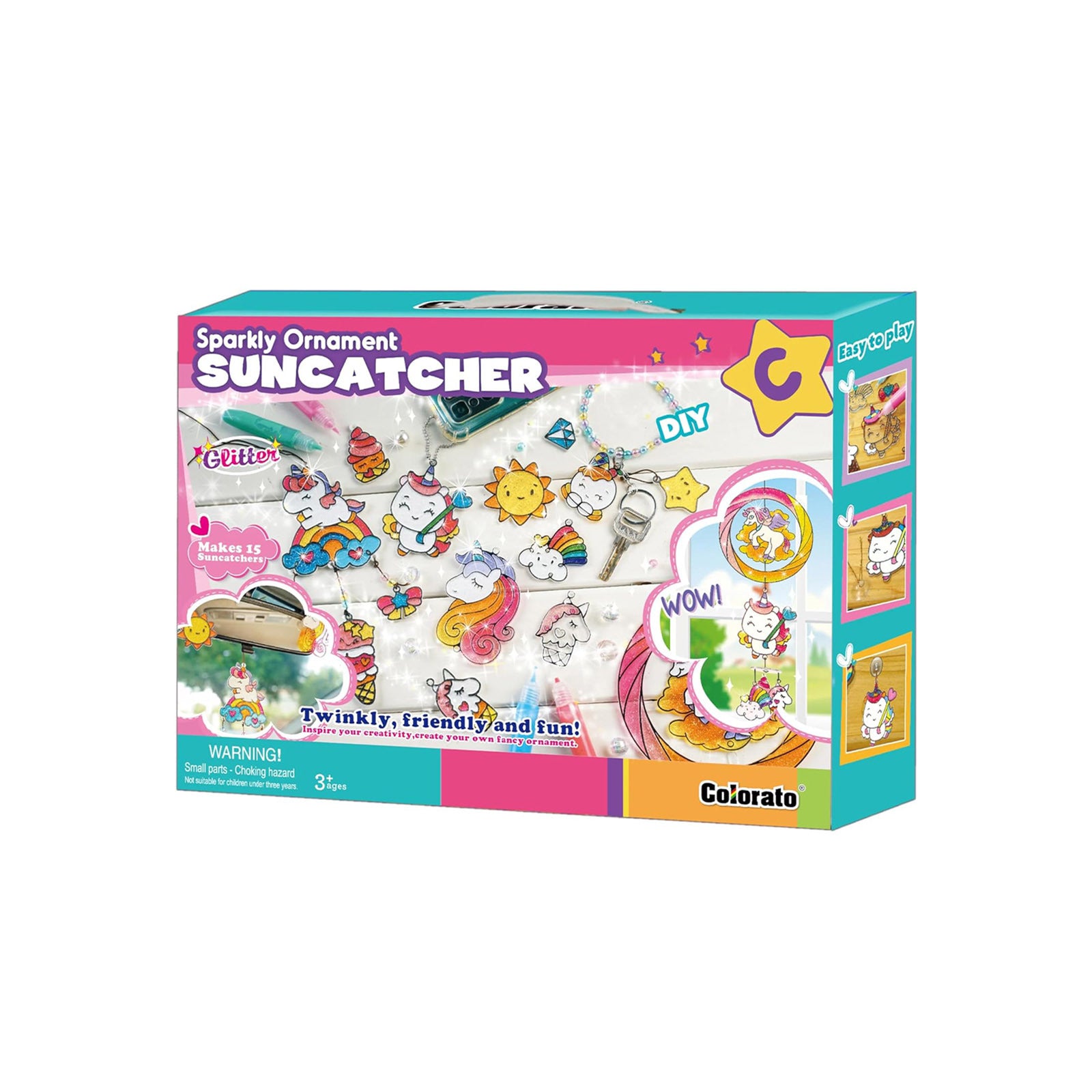 Activity Toys: Sparkly Ornament Suncatcher - DIY for Kids Art Craft Colouring PaintingSet