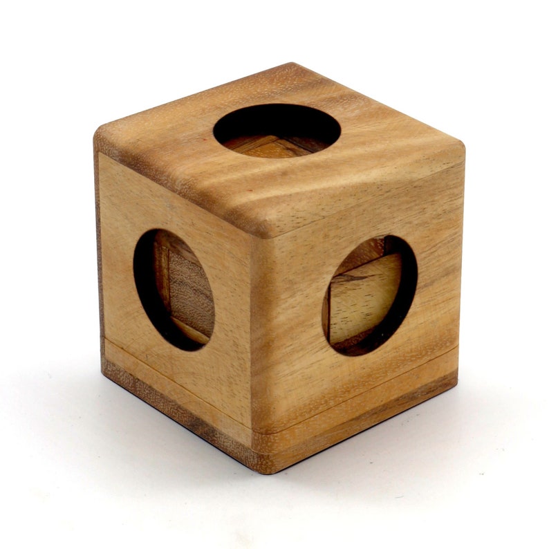 Board Games: 3 individual brainteaser wooden puzzles in a gift wooden box