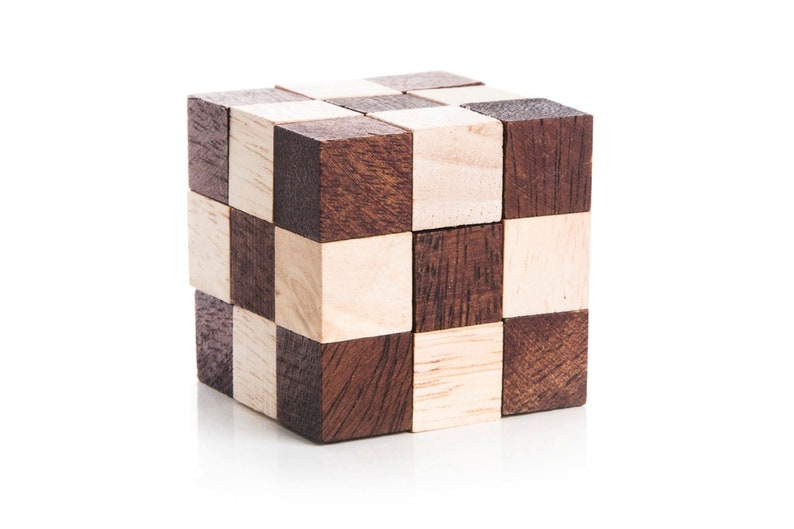 Board Games: 3 individual brainteaser wooden puzzles in a gift wooden box
