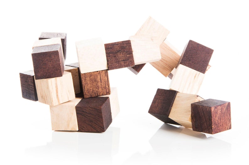 Board Games: 3 individual brainteaser wooden puzzles in a gift wooden box