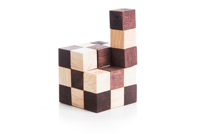 Board Games: 3 individual brainteaser wooden puzzles in a gift wooden box