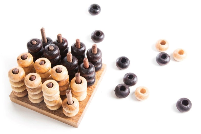 Board Games: 4 IN A ROW GAME Connect four board 3 dimensional handmade in beautiful wood