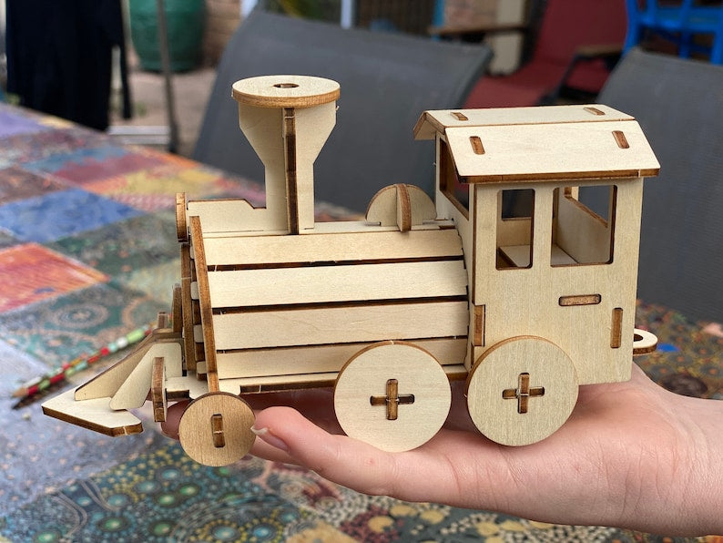 Kid's Beds & Bed Frames: Build and Paint your own locomotive train Kids wood model toy train-plywood DIY kit