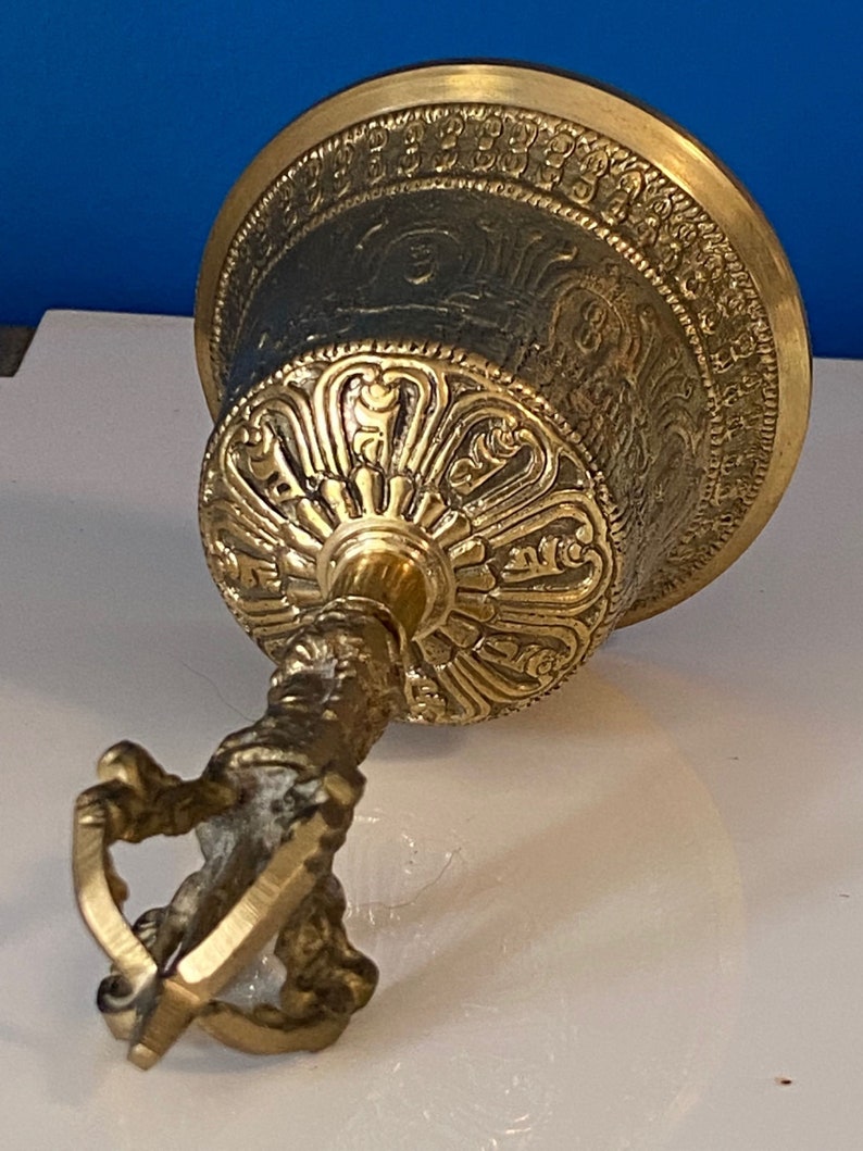 Wellness Accessories: Brass Bell 6 inch Buddhist Nepal Tibetan Prayer Bell Meditation Stress Relief or Sound Therapy