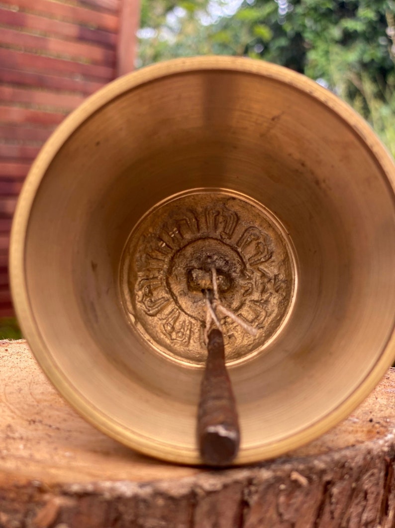 Wellness Accessories: Brass Bell 6 inch Buddhist Nepal Tibetan Prayer Bell Meditation Stress Relief or Sound Therapy