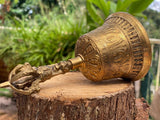 Wellness Accessories: Brass Bell 6 inch Buddhist Nepal Tibetan Prayer Bell Meditation Stress Relief or Sound Therapy
