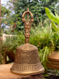 Wellness Accessories: Brass Bell 6 inch Buddhist Nepal Tibetan Prayer Bell Meditation Stress Relief or Sound Therapy