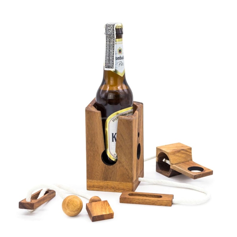Beer Hampers: Brainteaser beer bottle mystery lock puzzle- open the lock before you can have a drink! Great party gift