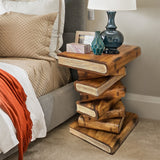 Outdoor Chairs: Side Table, corner Stool, Plant Stand Raintree Wood Natural Finish-Book