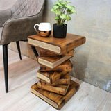 Outdoor Chairs: Side Table, corner Stool, Plant Stand Raintree Wood Natural Finish-Book