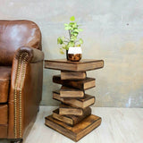 Outdoor Chairs: Side Table, corner Stool, Plant Stand Raintree Wood Natural Finish-Book