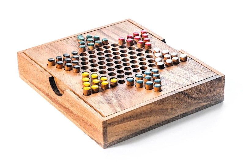 Board Games: Chinese Checkers - wooden board game, strategy game, game for adults, game