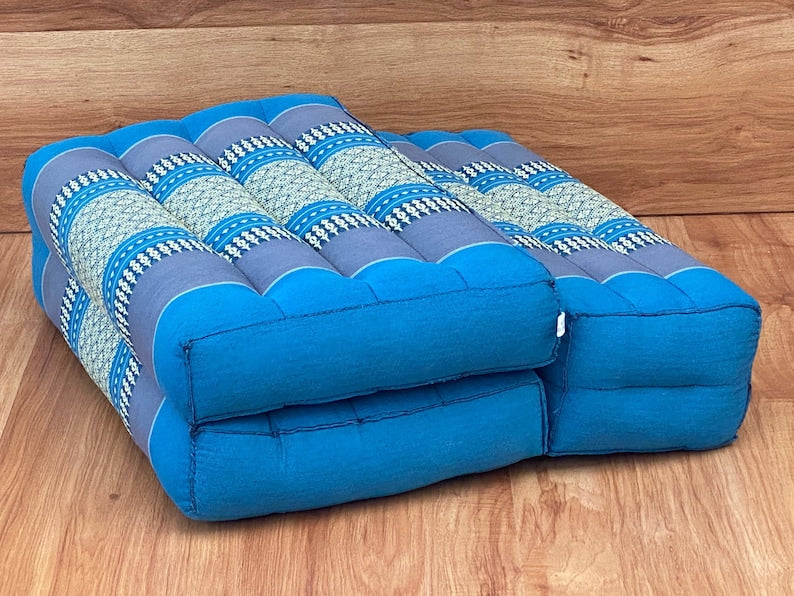 Wellness Accessories: 3-Fold Zafu Meditation Cushion Set Blue Medium Size