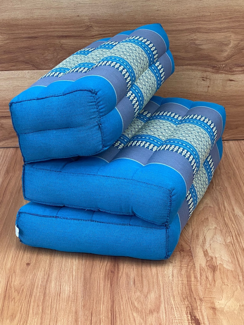 Wellness Accessories: 3-Fold Zafu Meditation Cushion Set Blue Medium Size