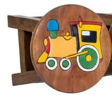 Table & Bar Stools: Hand Carved Children's Chair Stool Wooden Train Locomotive Theme