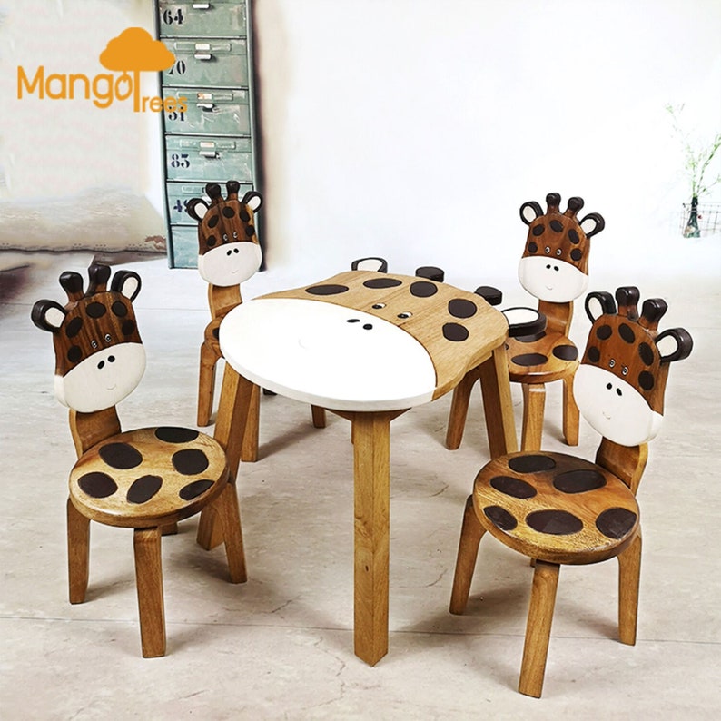 Board Games: Hand Carved Children's Table Wooden GIRAFFE Theme