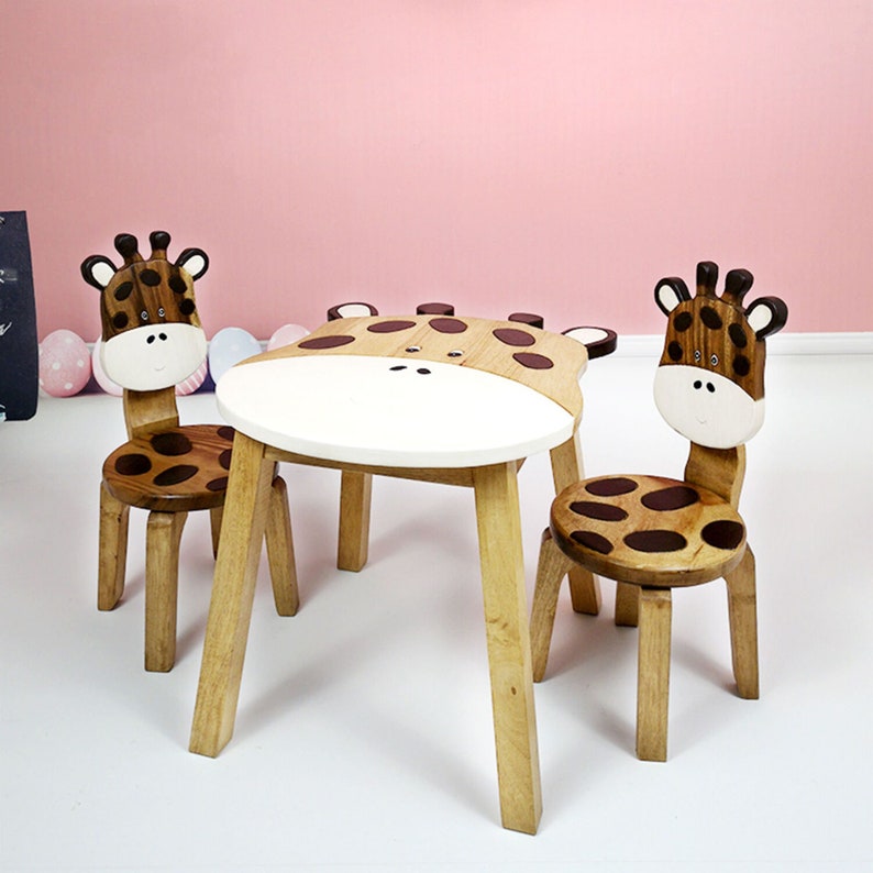 Board Games: Hand Carved Children's Table Wooden GIRAFFE Theme