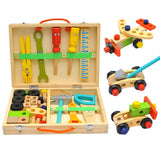 Pretend Play: Children's pretend play build fix wood Toolbox Toy, Carpenter Traddie Set For toddlers and kids