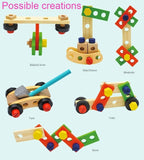 Pretend Play: Children's pretend play build fix wood Toolbox Toy, Carpenter Traddie Set For toddlers and kids
