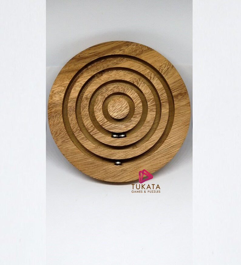 Building Toys: Marble run brain teaser puzzle, wood, handmade 3D puzzle-get all 3 marbles together