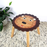 Garden Ornaments: Hand Carved Children's Table Wooden LION Theme