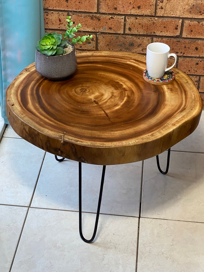 Coffee Tables: Round Raintree Wood Live Edge Coffee Table