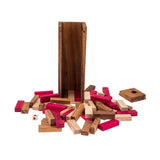 Board Games: Stacking tumbling blocks wood Red colours balance game with dice play options handmade stacking Fun Board Games Kids Ages 4 to Adults