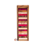 Board Games: Stacking tumbling blocks wood Red colours balance game with dice play options handmade stacking Fun Board Games Kids Ages 4 to Adults