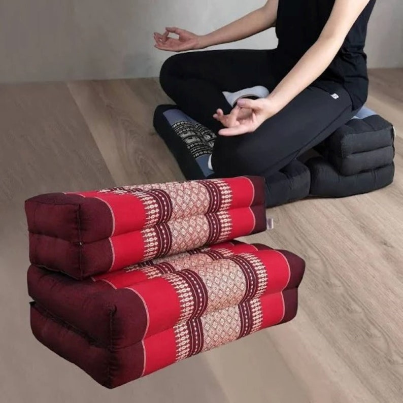 Wellness Accessories: 3-Fold Zafu Meditation Cushion Medium Size-RED