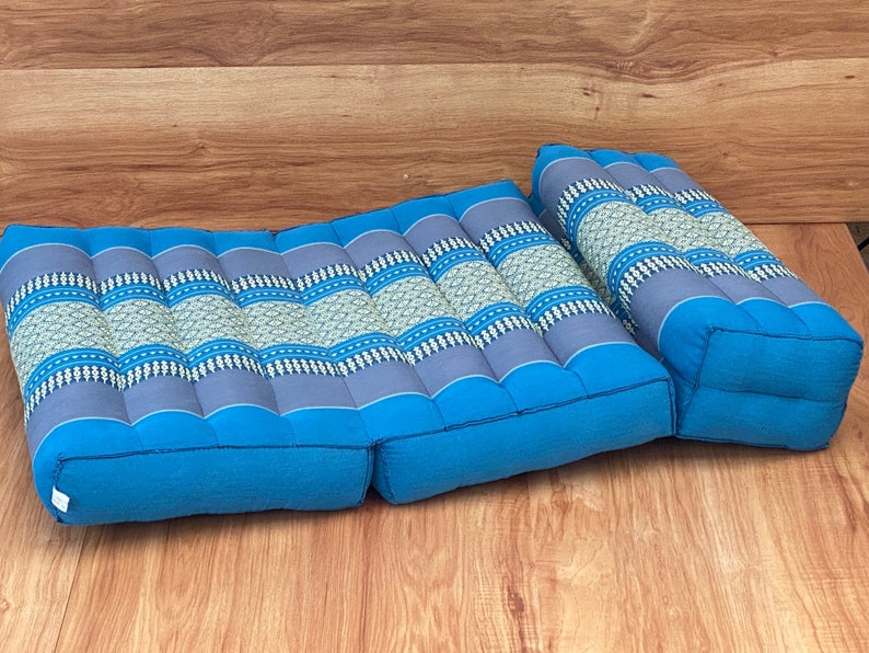 Wellness Accessories: 3-Fold Zafu Meditation Cushion Set Blue Medium Size