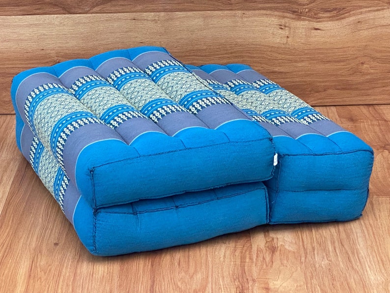 Wellness Accessories: 3-Fold Zafu Meditation Cushion Set Blue Medium Size