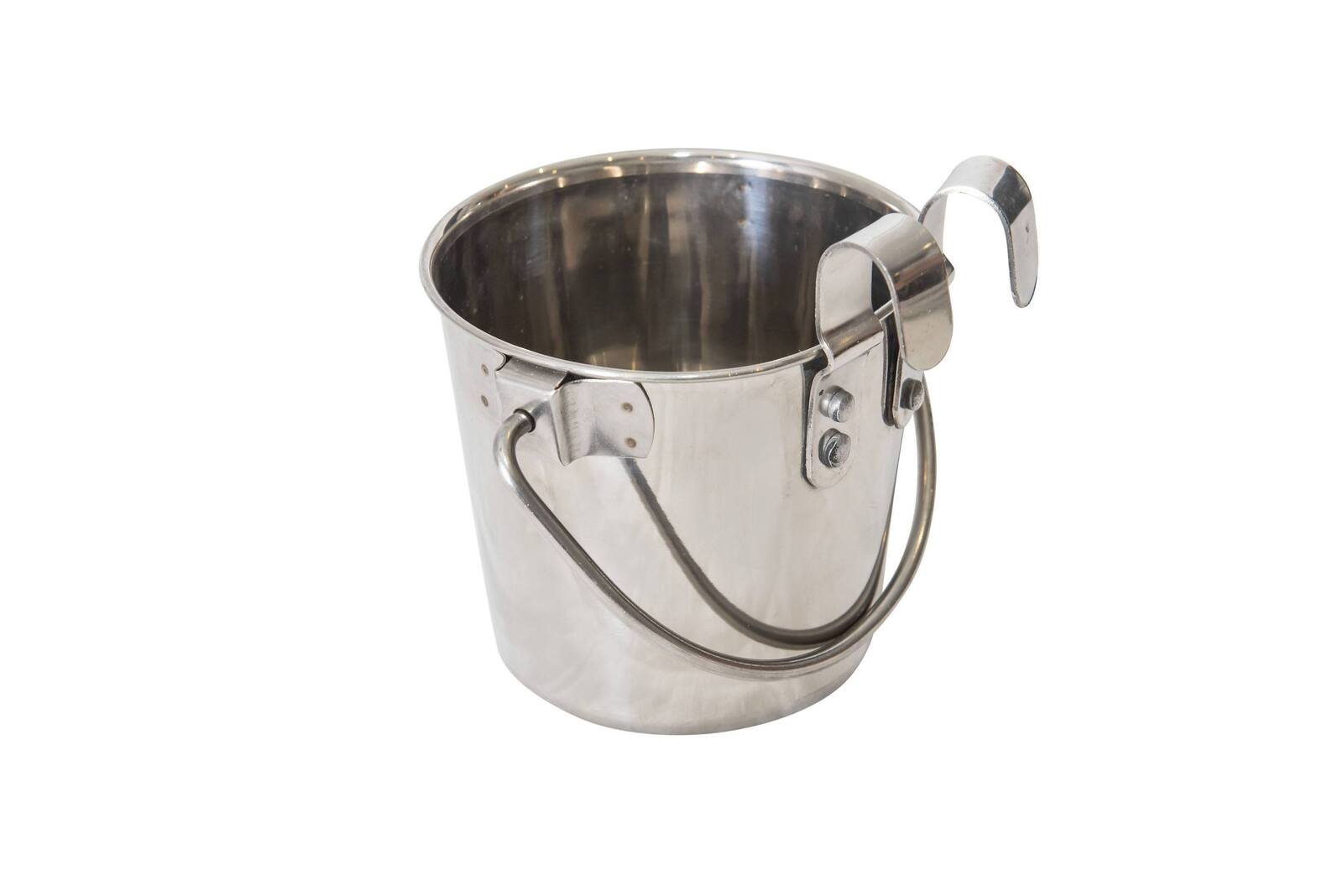 Dog Bowls, Feeders & Waterers: YES4PETS 2.8L Stainless Steel Pet Parrot Feeder Dog Cat Bowl Water Bowls Flat Sided Bucket with Riveted Hooks