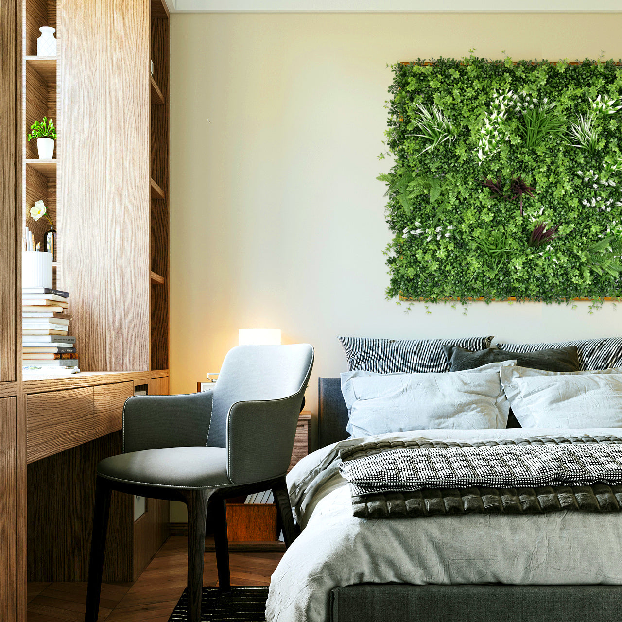 Artificial Wall Plants: YES4HOMES 1 SQM Artificial Plant Wall Grass Panels Vertical Garden Foliage Tile Fence 1X1M Green