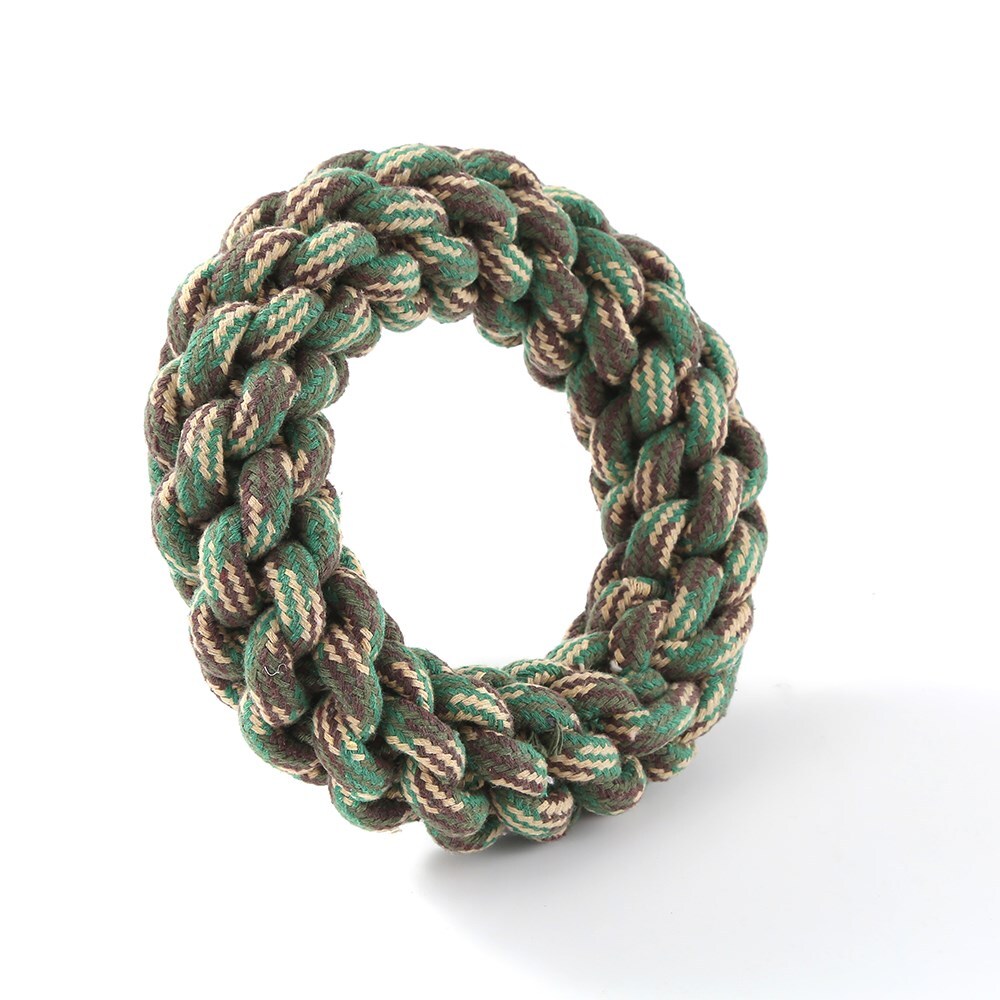 Dog Grooming Supplies: 2 x Dog Toy Cotton Rope Braided Ring Pet Toy Chew Rope Play Dental