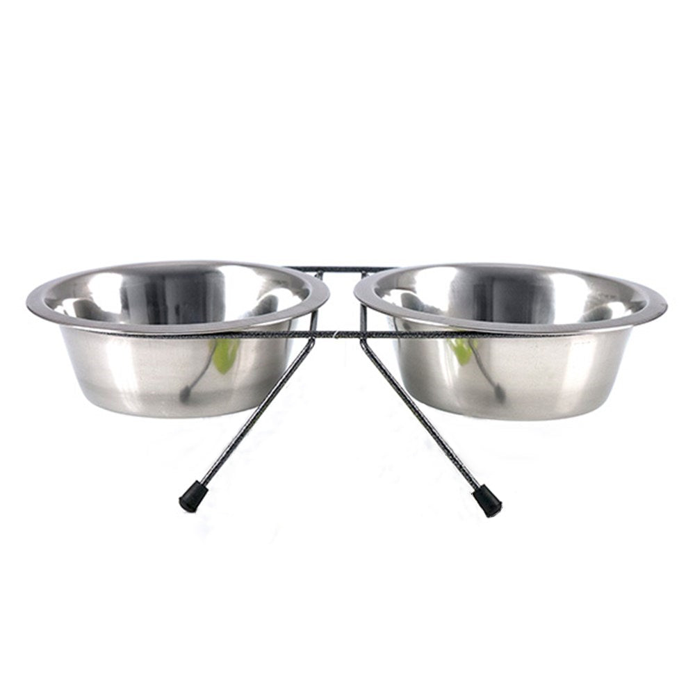 Dog Bowls, Feeders & Waterers: YES4PETS 2 x Sets Medium Portable Dog Cat Steel Pet Bowl Water Bowls Feeder