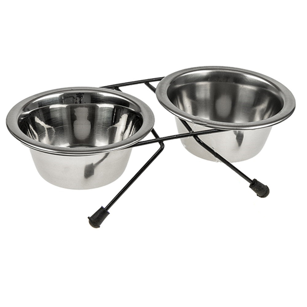 Dog Bowls, Feeders & Waterers: 2 x Sets Small Portable Dog Cat Steel Pet Bowl Water Bowls Feeder