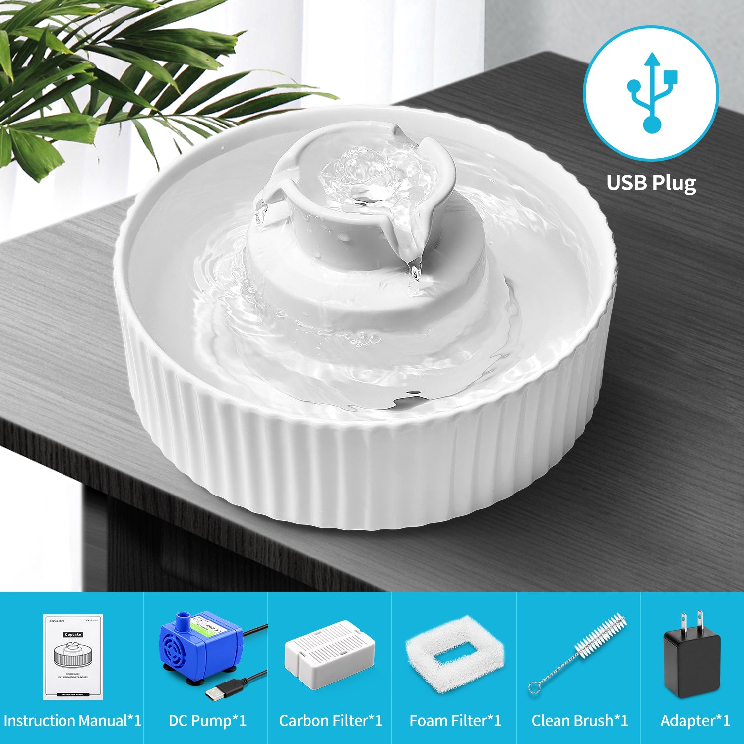 Dog Bowls, Feeders & Waterers: YES4PETS 16 x Pet Dog Cat Fountain Filter Replacement Activated Carbon Exchange Filtration System Automatic Water Dispenser Compatible