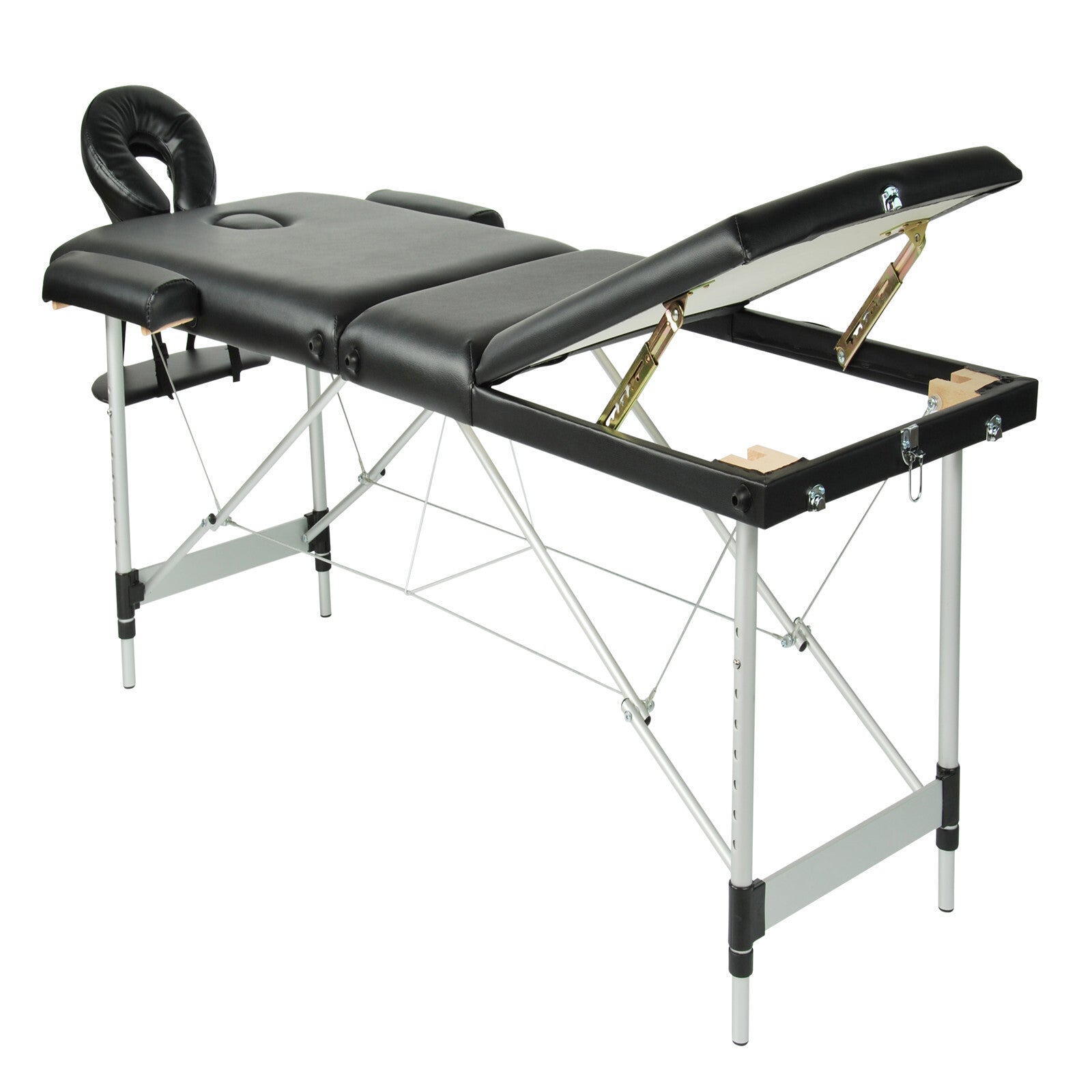 Massage Chairs: YES4HOMES Black 3 Fold Portable Aluminium Massage Table Massage Bed Beauty Therapy