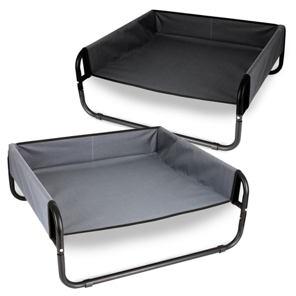 Dog Beds: Grey / Black Large Dog Walled Suspension Trampoline Hammock Bed 85 x 85 x 33 cm Gray