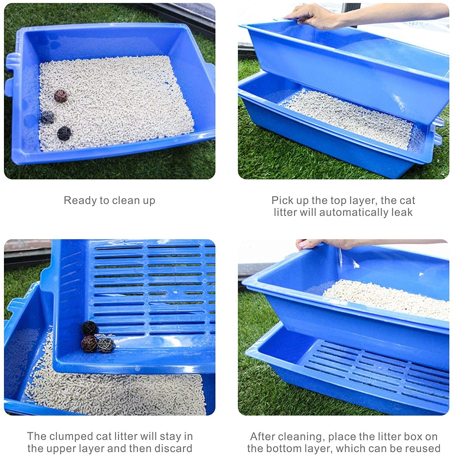 Cat Litter: YES4PETS Lift and Sift Self Cleaning Kitty Litter Trays Cat Litter Tray Toilet Sifting Slotted Trays