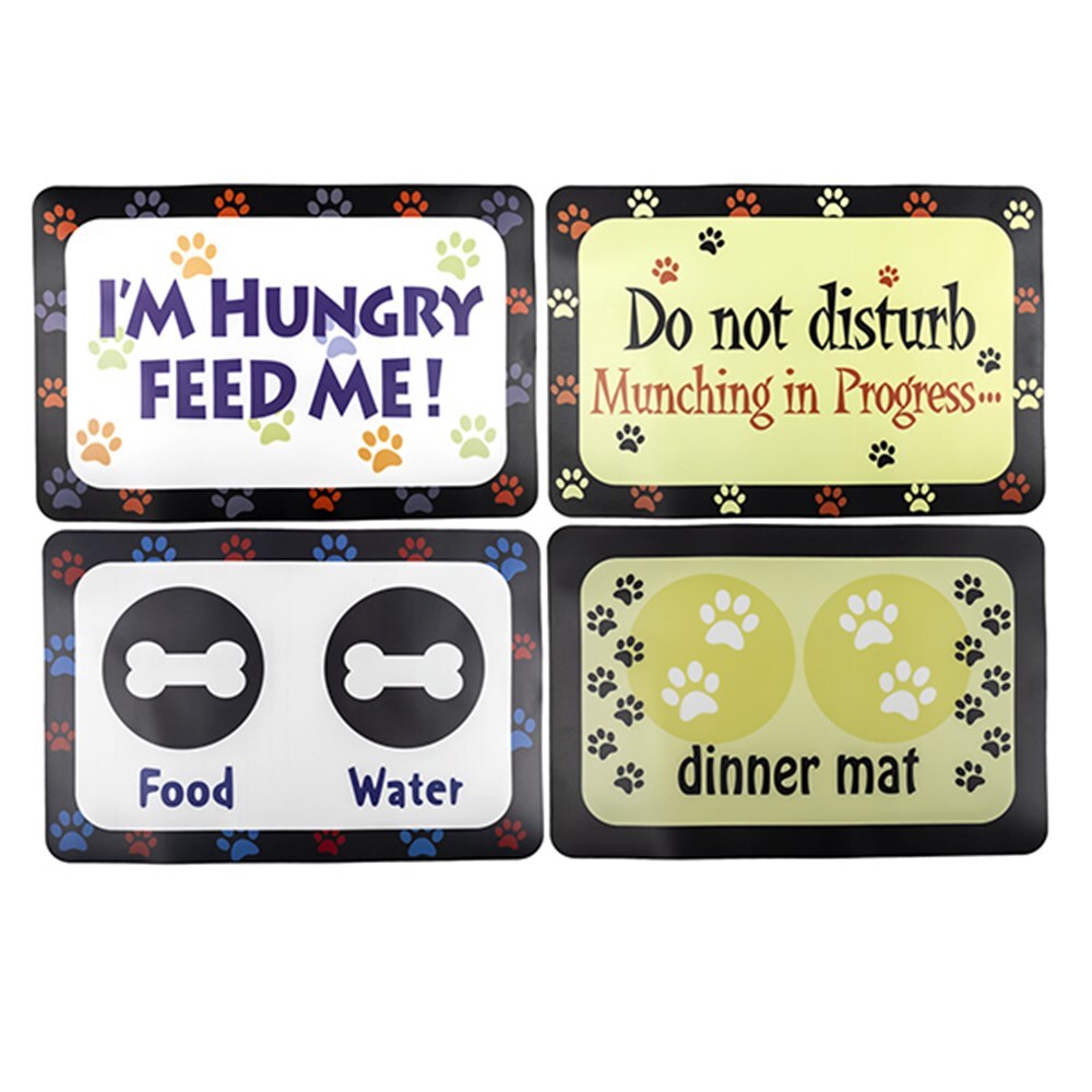 Dog Bowls, Feeders & Waterers: YES4PETS 4 x Pet Food Bowl Placemat Waterproof Leakproof Feeder Mat Non Slip Floor