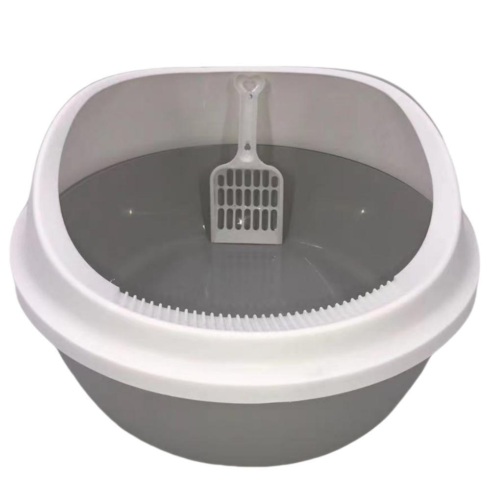Cat Litter: YES4PETS 2 x Grey Round Portable Cat Toilet Litter Box Tray with Scoop