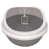 Cat Litter: YES4PETS 2 x Grey Round Portable Cat Toilet Litter Box Tray with Scoop