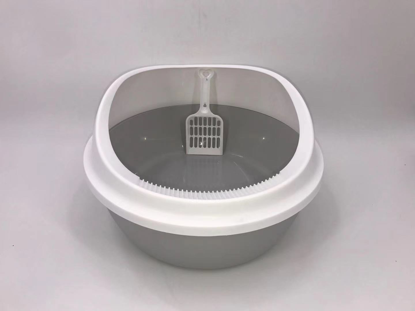 Cat Litter: YES4PETS 2 x Grey Round Portable Cat Toilet Litter Box Tray with Scoop