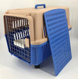 Dog Carriers & Crates: YES4PETS Blue Large Dog Puppy Cat Crate Pet Carrier Cage With Tray, Bowl & Wheel