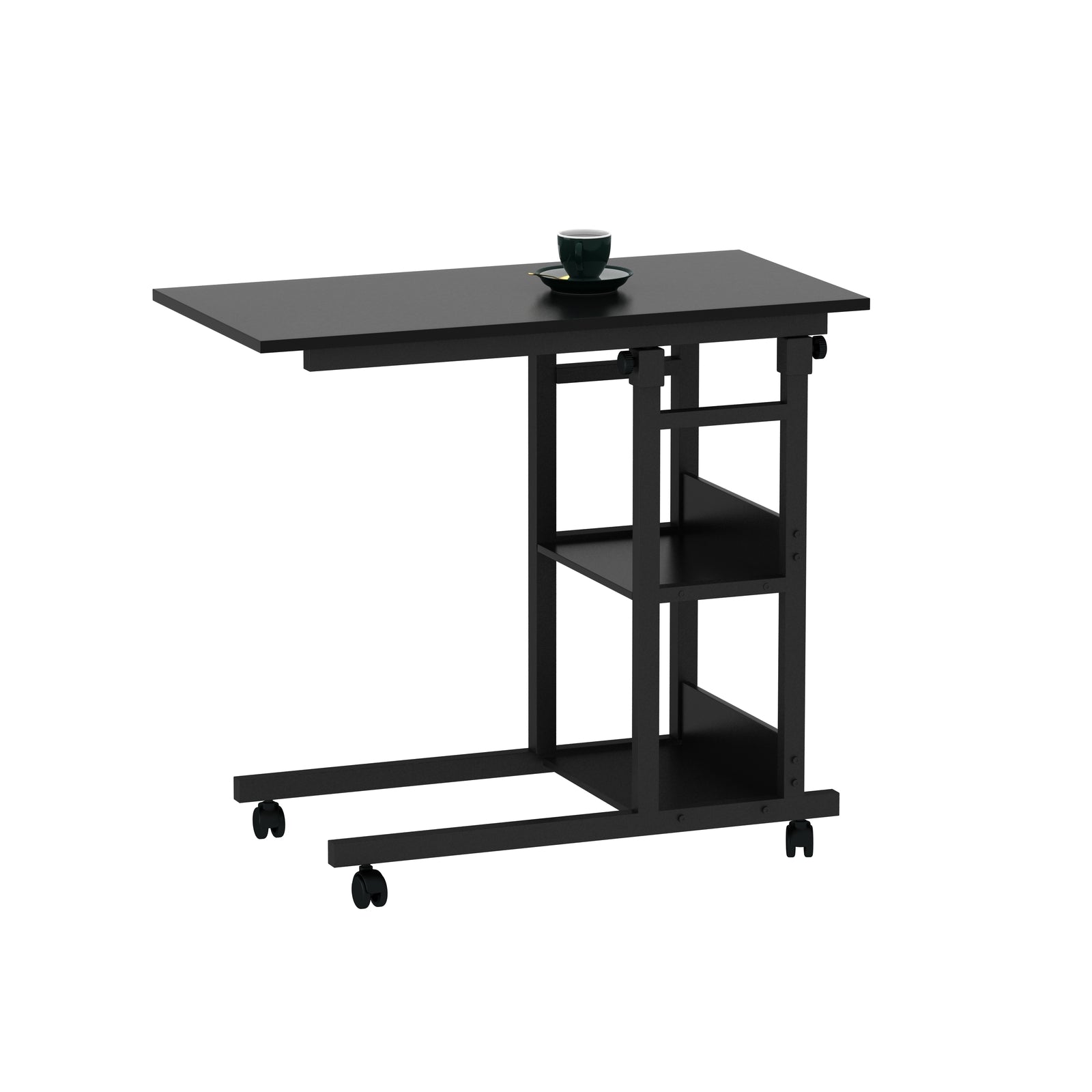 Small Animal Habitats & Cages: YES4HOMES Side Table with Storage Shelves, Height Adjustable Sofa Couch Coffee End Table Bedside Table Laptop Desk with Wheels