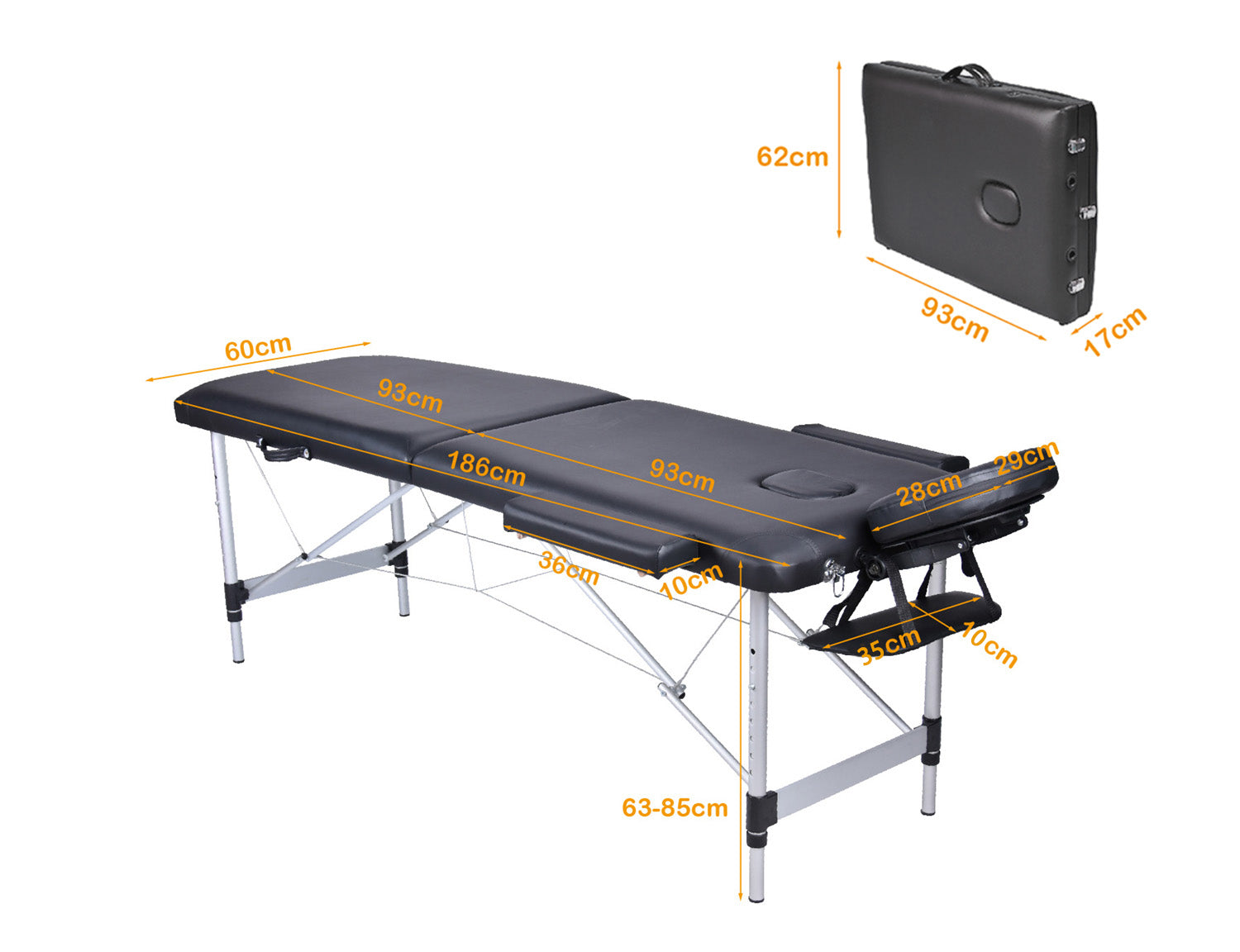 Massage Chairs: YES4HOMES 2 Fold Portable Aluminium Massage Table Massage Bed Beauty Therapy Black