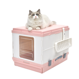 Cat Litter: YES4PETS XL Portable Cat Toilet Litter Box Tray Foldable House with Handle and Scoop Pink